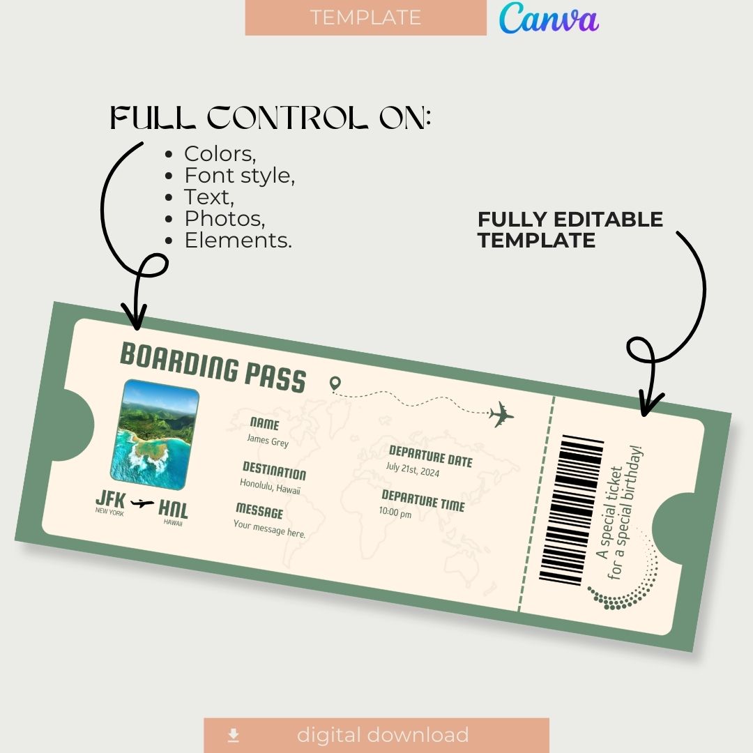 Canva Template GRATUIT │ Carte d'embarquement