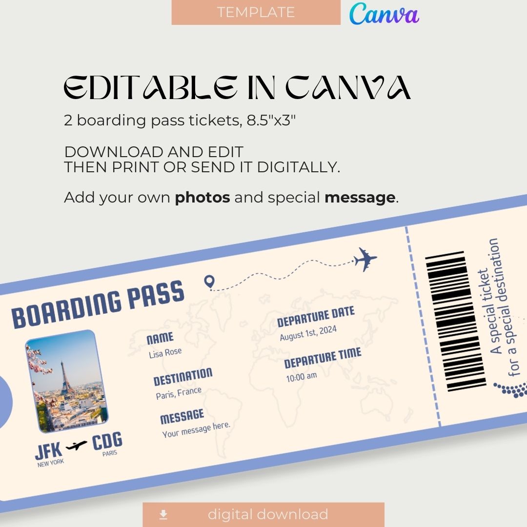 Canva Template GRATUIT │ Carte d'embarquement