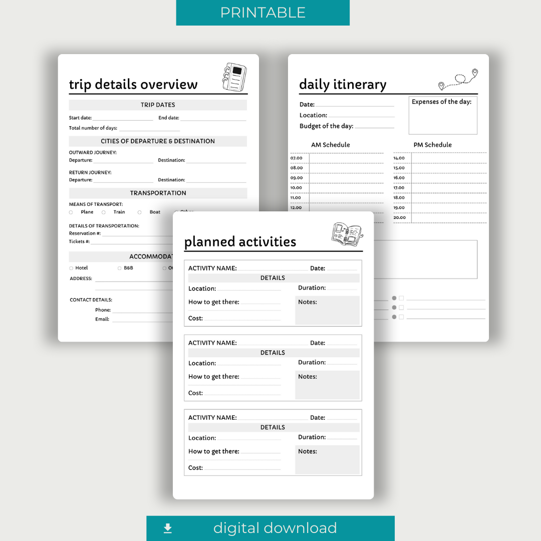 Travel Planner Printable