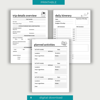 Travel Planner Printable