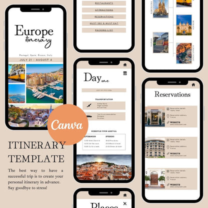 Canva Template │ Mobile Travel Itinerary