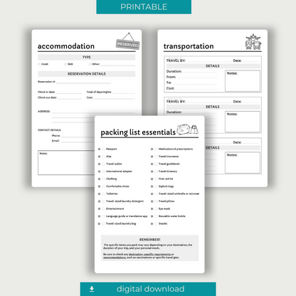 Travel Planner Printable