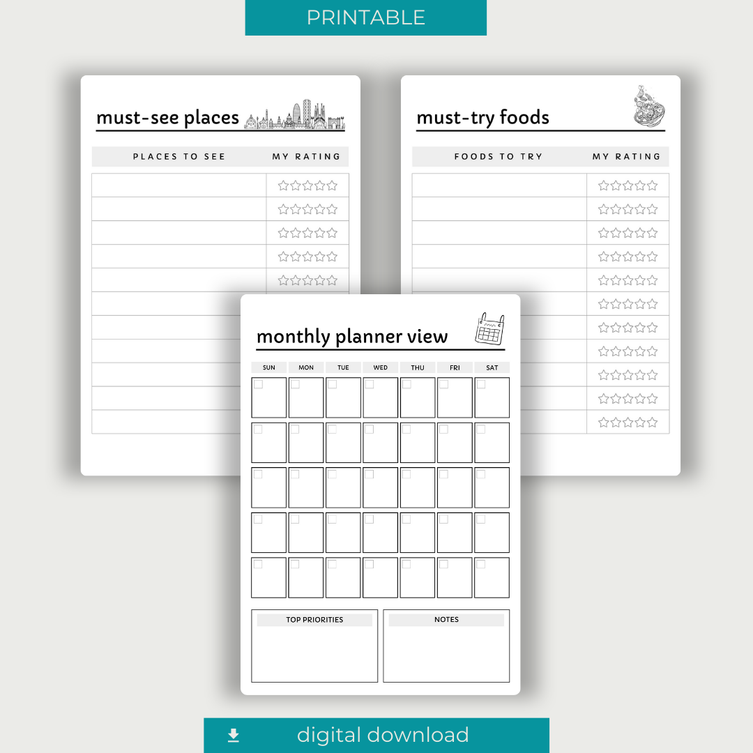 Travel Planner Printable