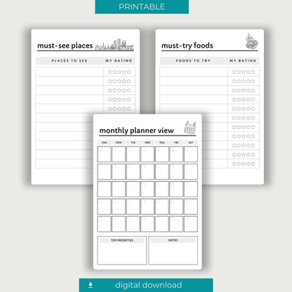 Travel Planner Printable