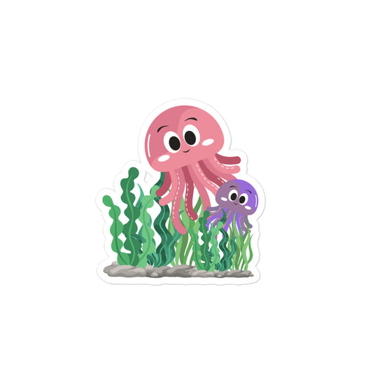 Jellyfish Hiding in seaweed Stickers