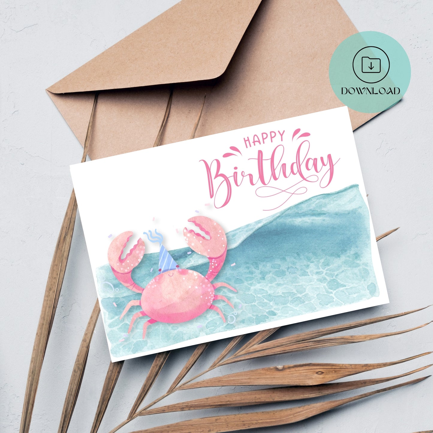 Cute Crab Printable Birthday Card