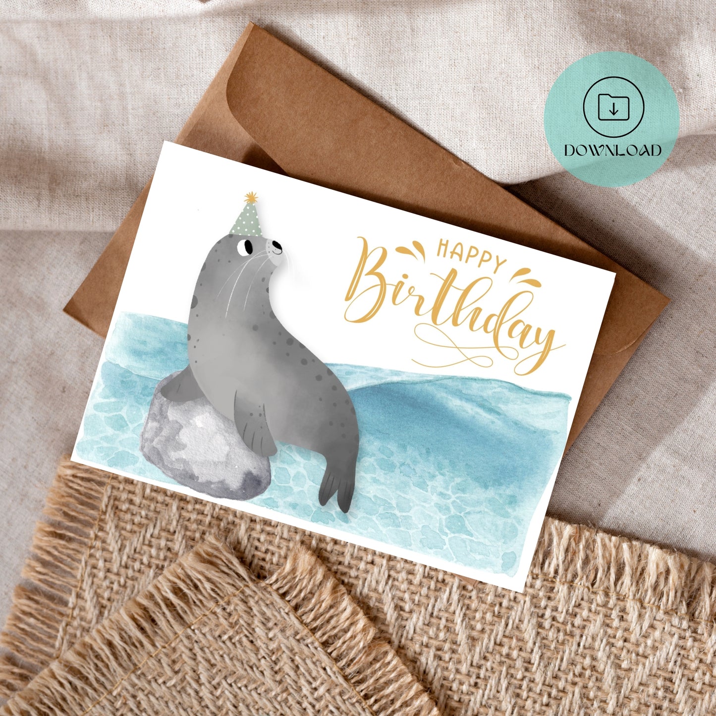 Cute Seal Printable Birthday Card