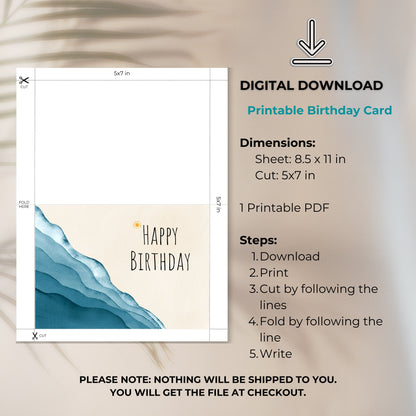 Beach Printable Birthday Card