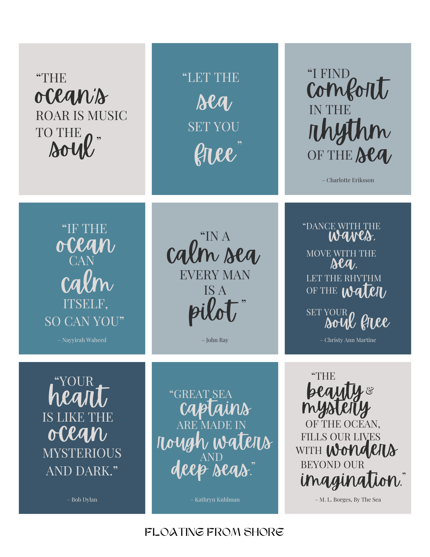 Printable Sea-Inspired Self-Love Cards │ Blue