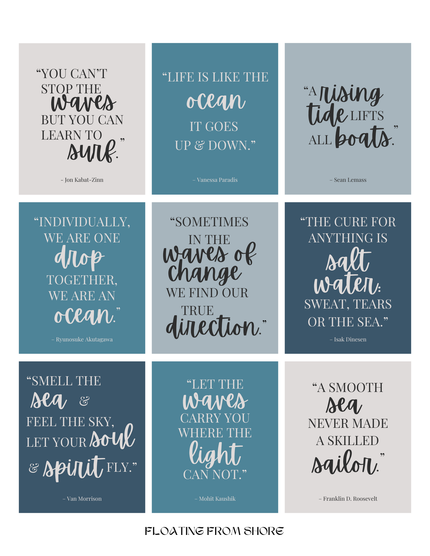 Printable Sea-Inspired Self-Love Cards │ Blue