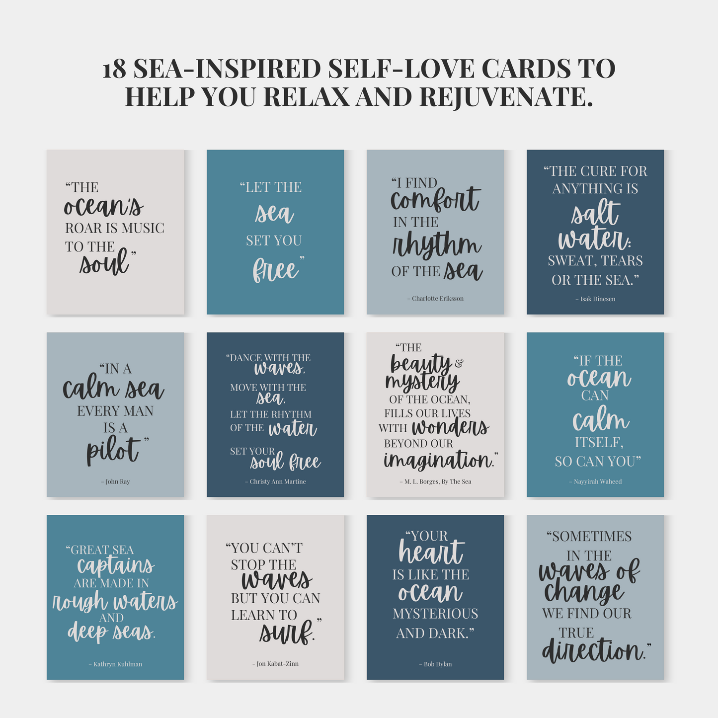 Printable Sea-Inspired Self-Love Cards │ Blue