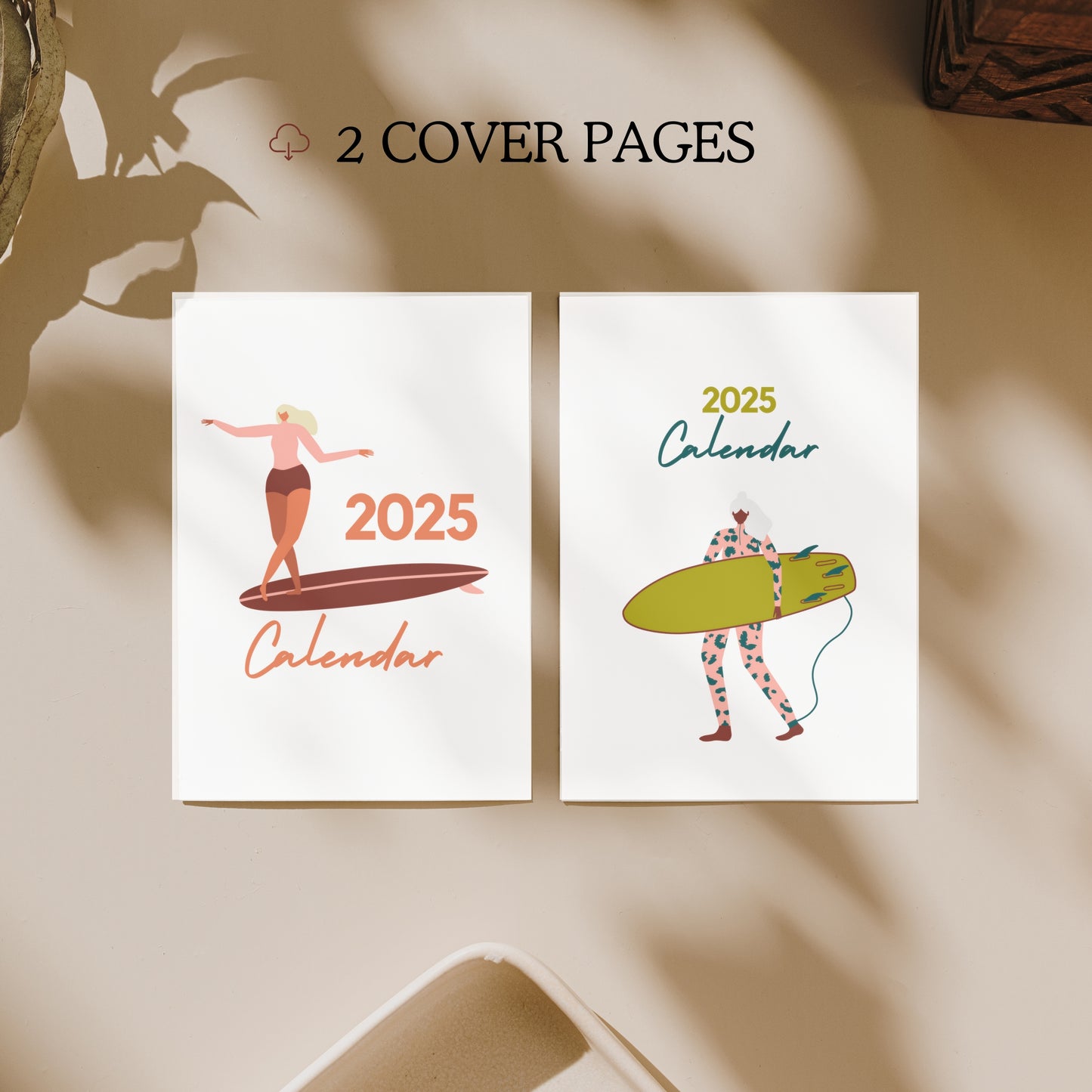 Surfer Girl 2025 Printable Calendar