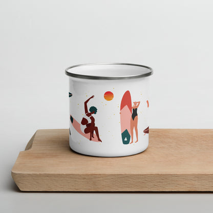 Surfer Girl Enamel Mug