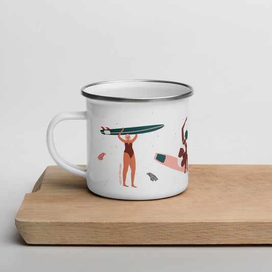 Surfer Girl Enamel Mug