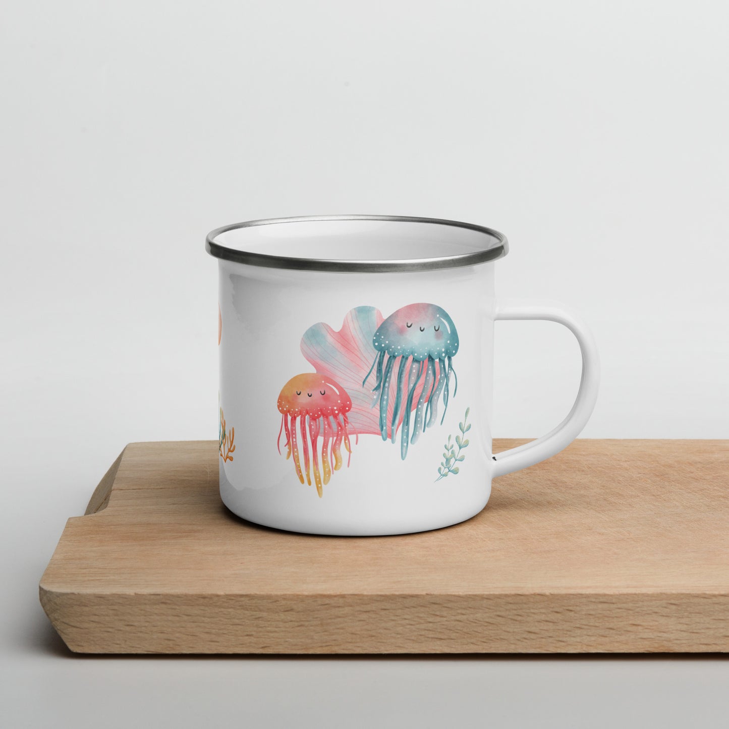 Watercolor Jellyfish Enamel Mug