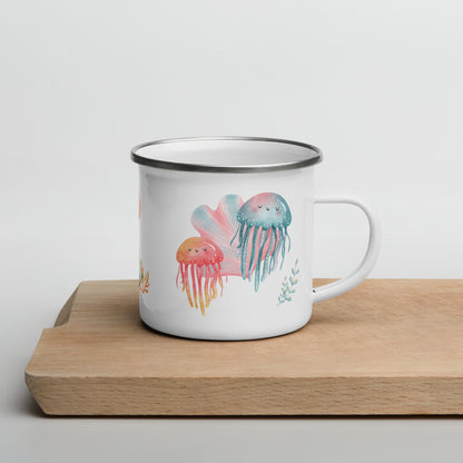 Watercolor Jellyfish Enamel Mug