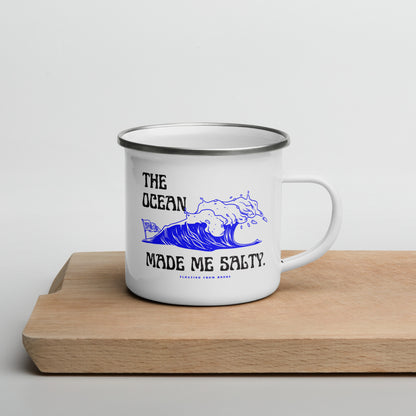 The Ocean Made Me Salty Enamel Mug