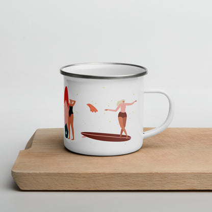 Surfer Girl Enamel Mug