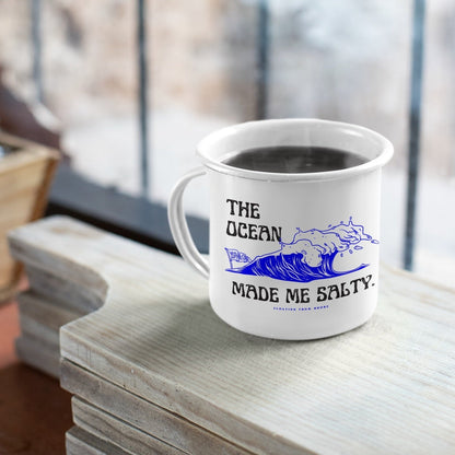 The Ocean Made Me Salty Enamel Mug