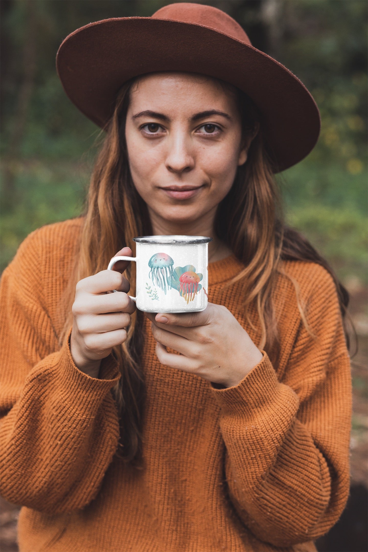 Méduse Aquarelle Tasse Émail