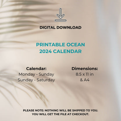 Printable 2024 Ocean Calendar