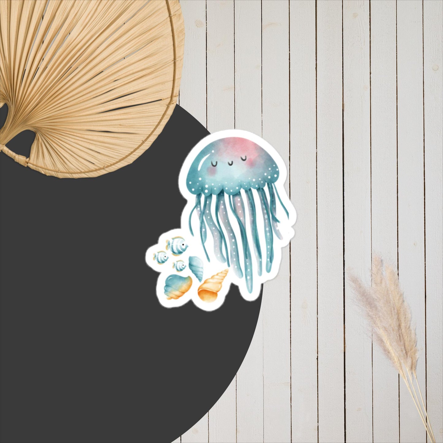 Watercolor Jellyfish Blue Stickers