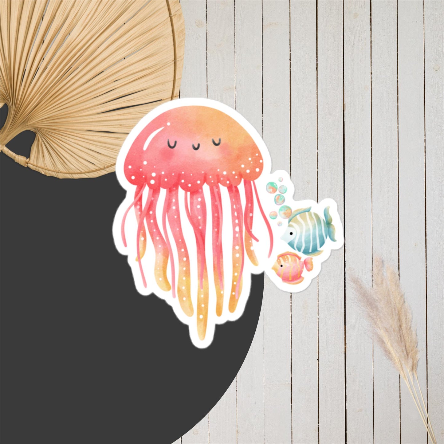 Watercolor Jellyfish Orange Stickers