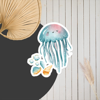 Watercolor Jellyfish Blue Stickers