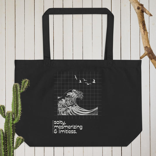 Salty, Mesmerizing & Limitless │ B&W │ Large Tote Bag