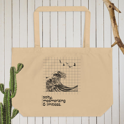 Salty, Mesmerizing & Limitless │ Beige & Black │ Large Tote Bag