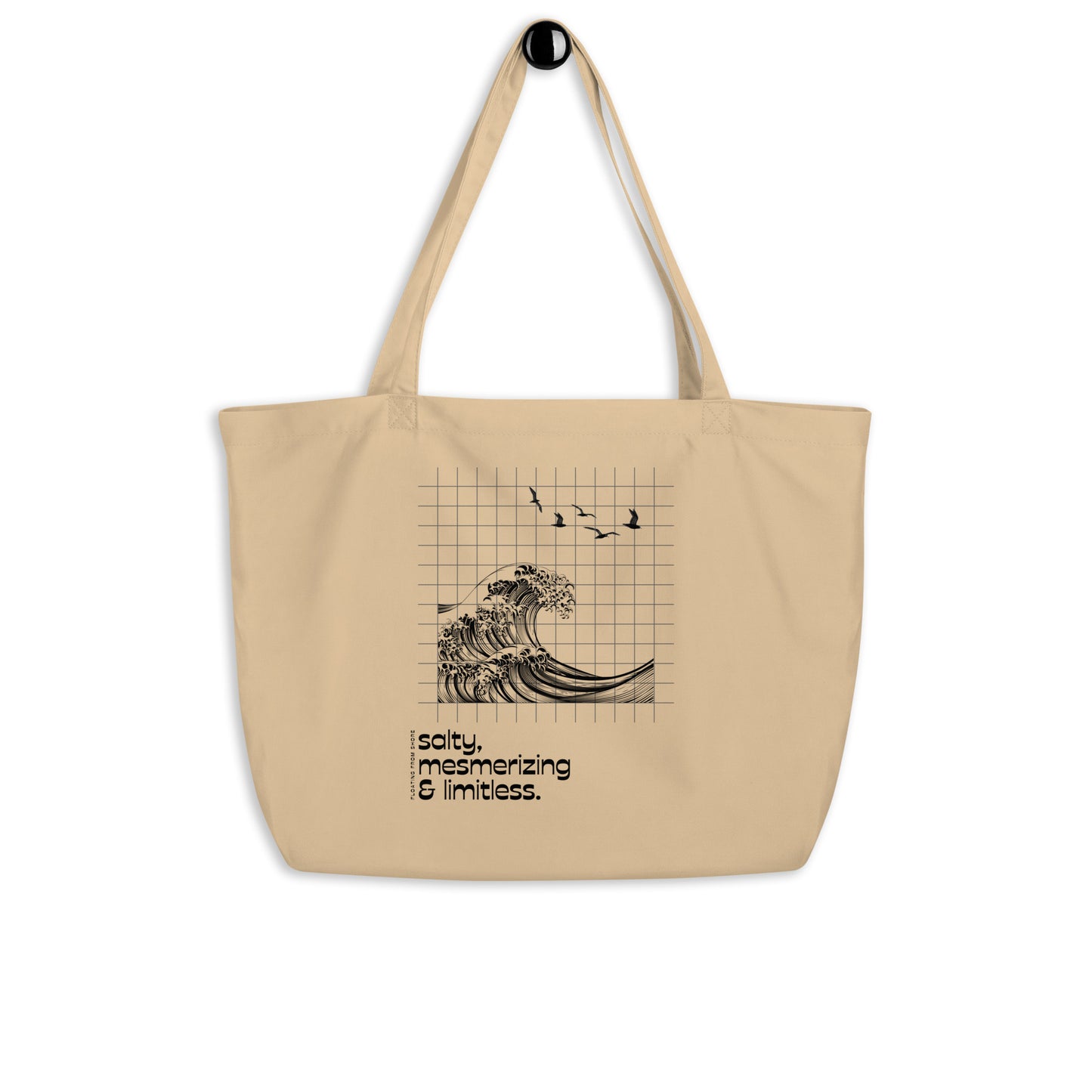 Salty, Mesmerizing & Limitless │ Beige & Black │ Large Tote Bag