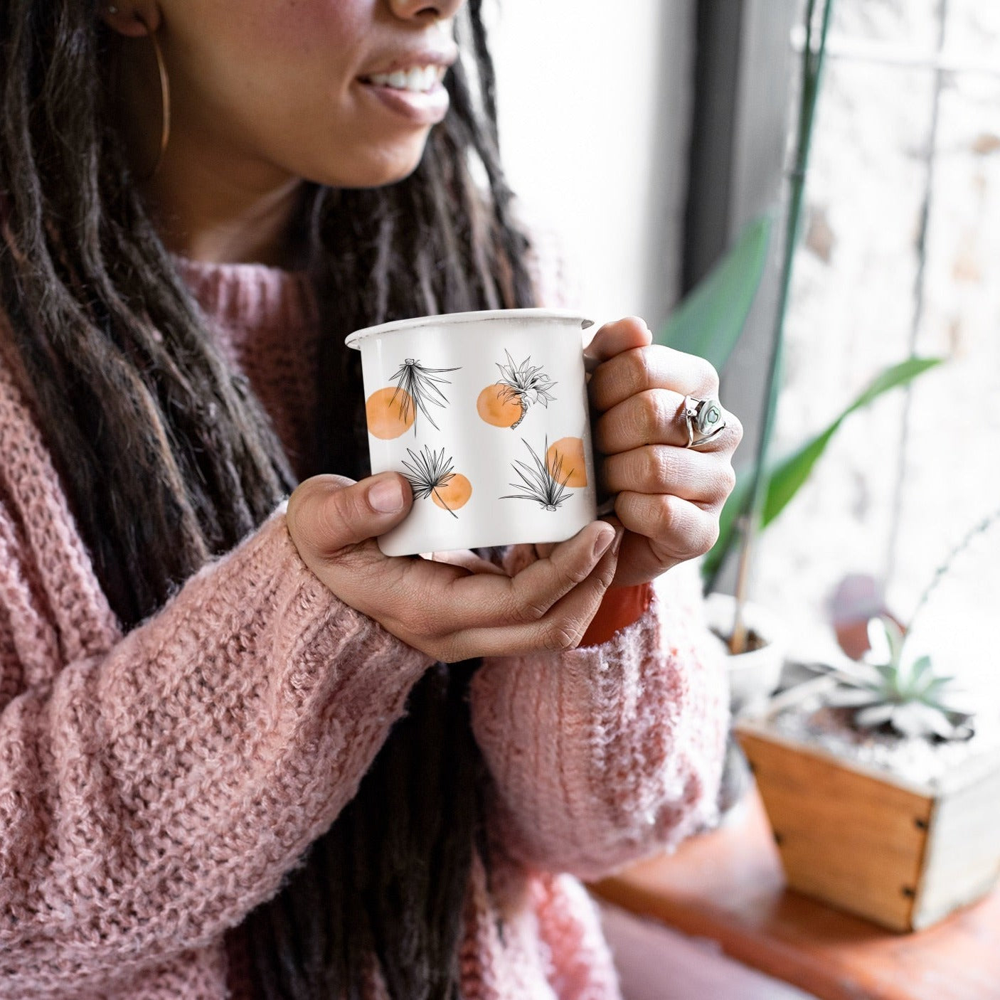 Palm Leaves Enamel Mug