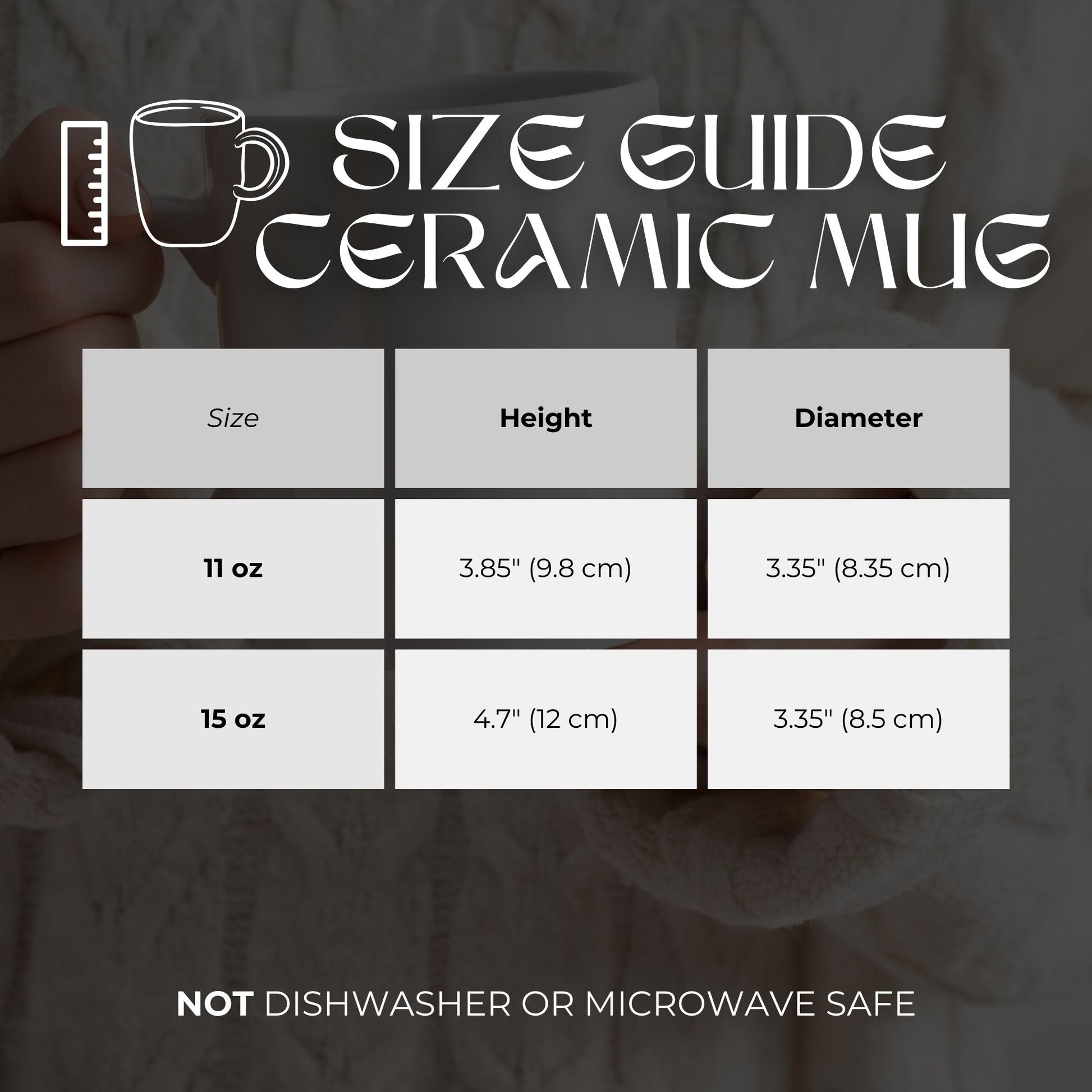 size guide black ceramic mug