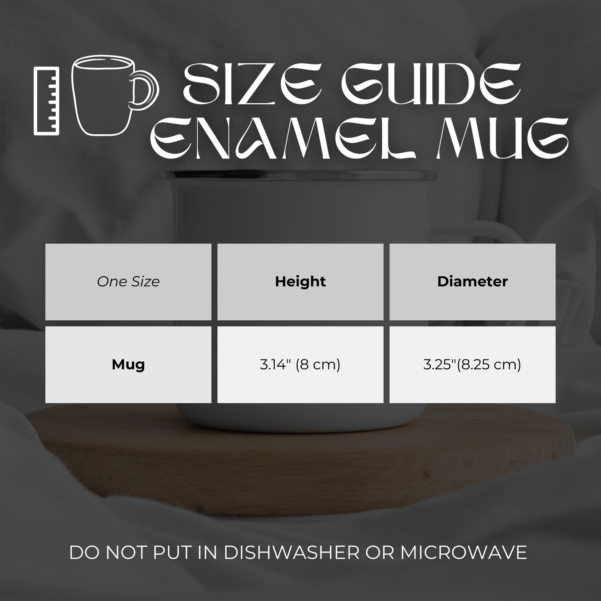 size guide enamel mug