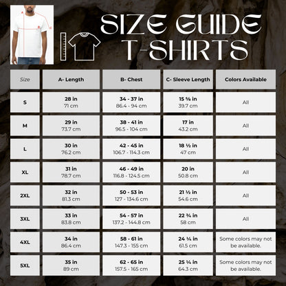 size guide unisex tee