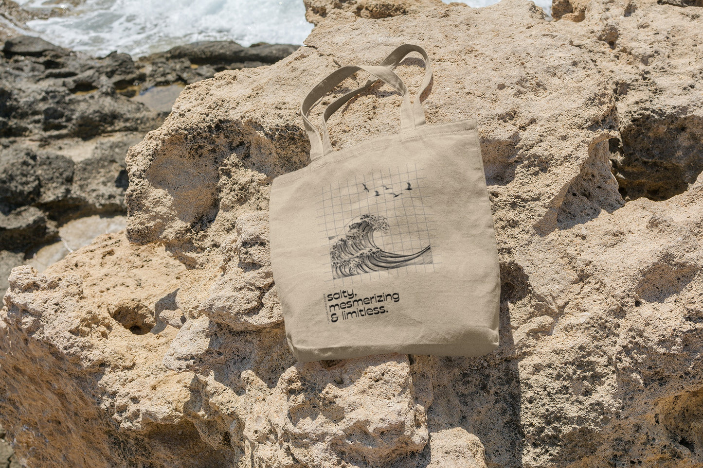 Salty, Mesmerizing & Limitless Beige Tote Bag