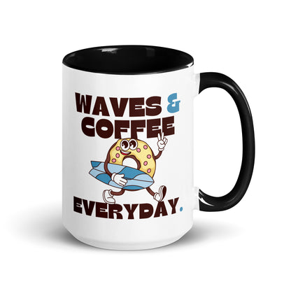 Waves & Coffee Everyday groovy donut and surfboard