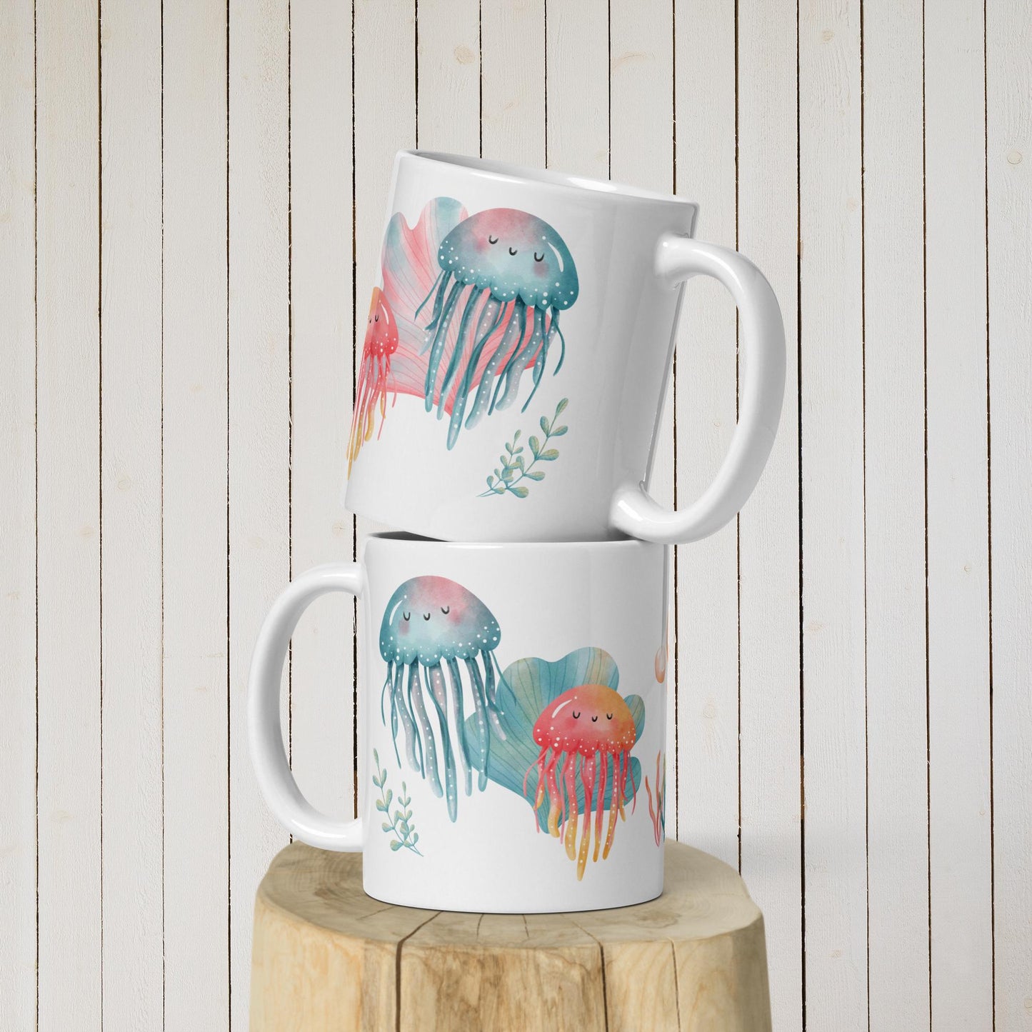 Watercolor Jellyfish Ceramic Mug