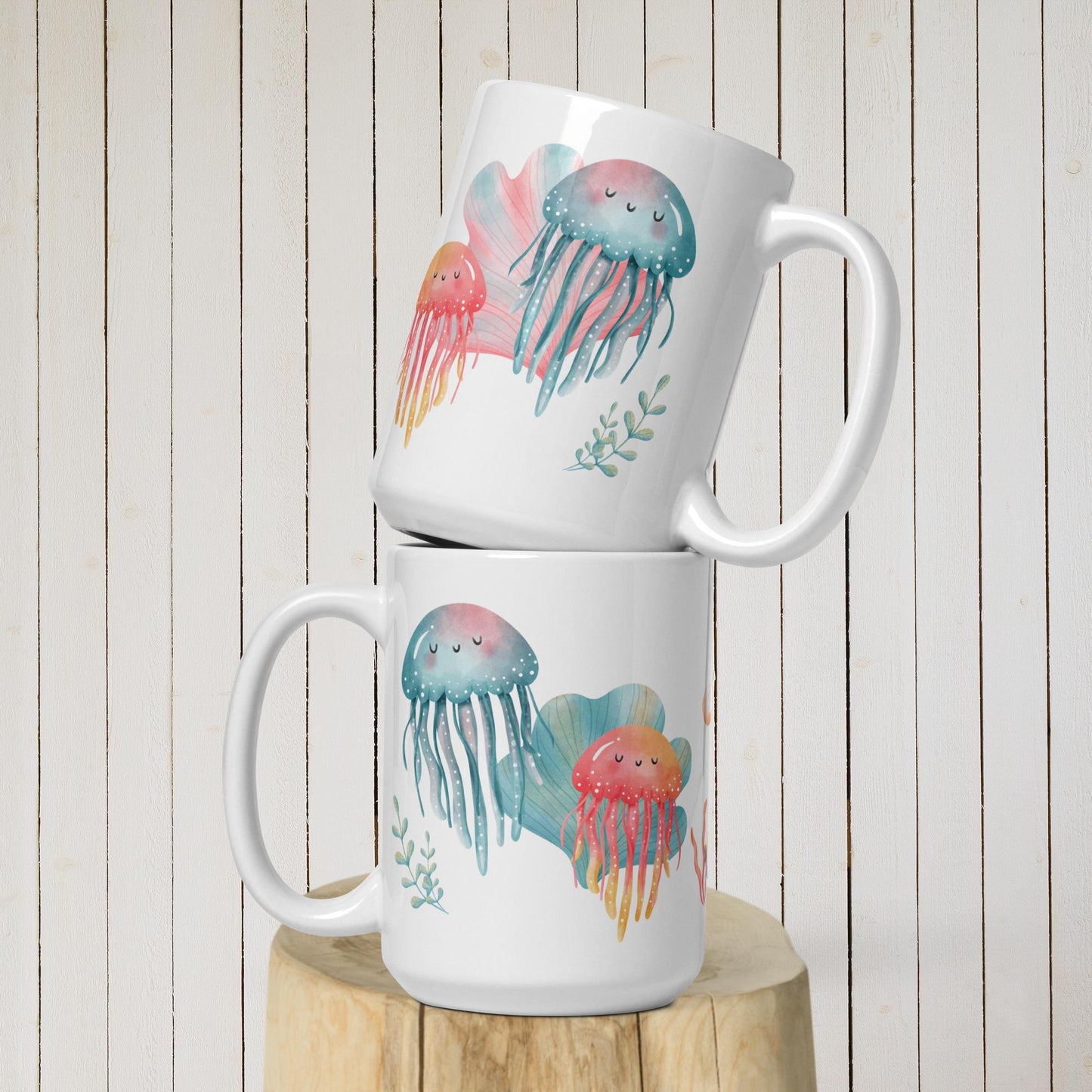 Watercolor Jellyfish Ceramic Mug